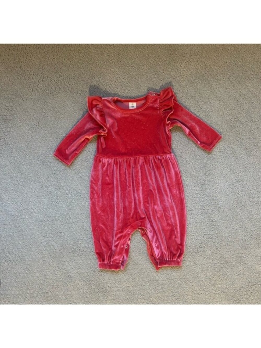 Tucker + Tate Girls Pink Velour Jumpsuit Glitter Velvet Size 3 Months